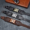 Amazon European and American simple wide cowhide stainless steel bracelet titanium steel punk men's genuine leather bracelet ring 1 Item Picture